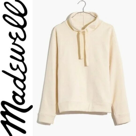 Madewell Tops - NWT Madewell MWL Ribbed Funnelneck Sweatshirt Medium Cream Relaxed Slouchy Boxy